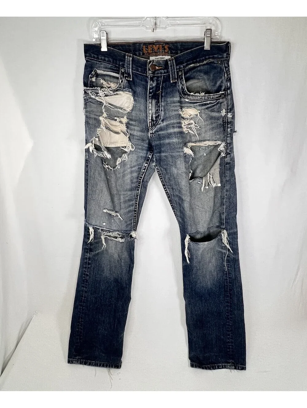 Levi's 514 Denim Slim Straight Men's Distressed Jeans 31 X 32
